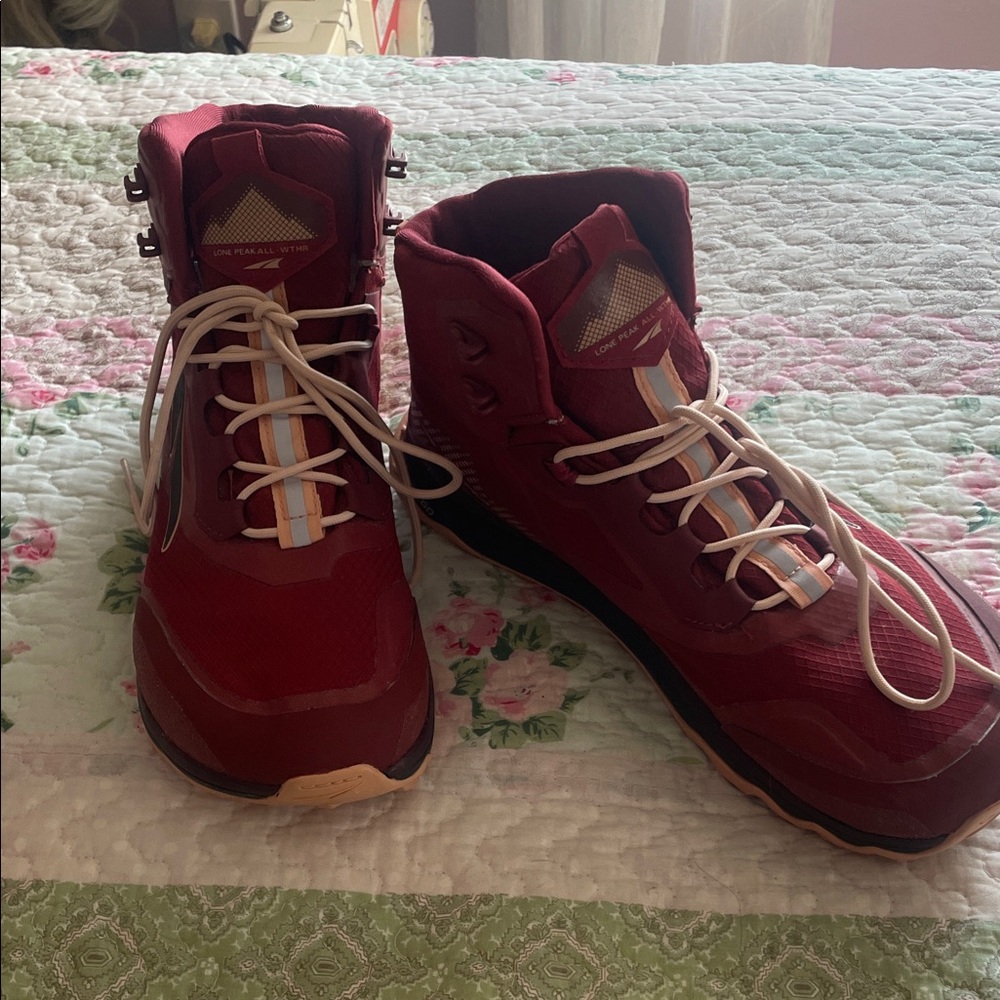 Altra Burgundy High-Top Sneakers with Pink Accents